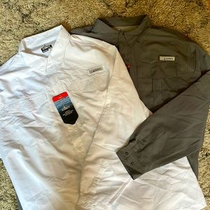 Two HABIT men’s River / fish shirts